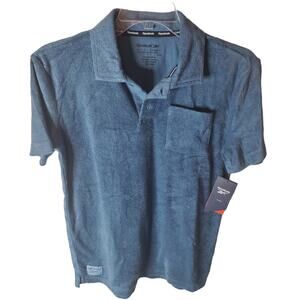 Reebok Steely Blue Terry Short Sleeve Polo Shirt, NWT, Large